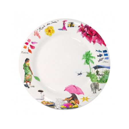 Coffret de 4 assiettes plates Route des Indes