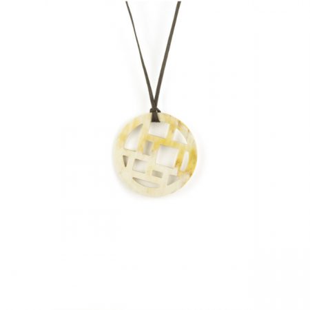 Pendentif damier en corne claire