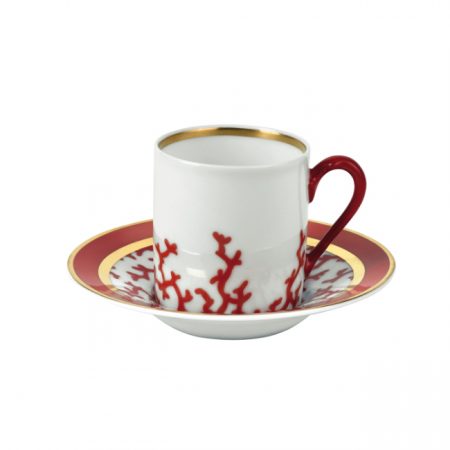 Tasse et soucoupe à café Cristobal corail