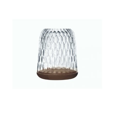 Photophore Folia en cristal bois foncé grand modèle