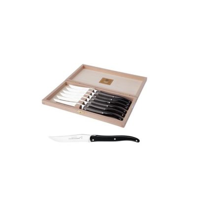 Laguiole 6 couteaux steak 1,2 mm en coffret noir 