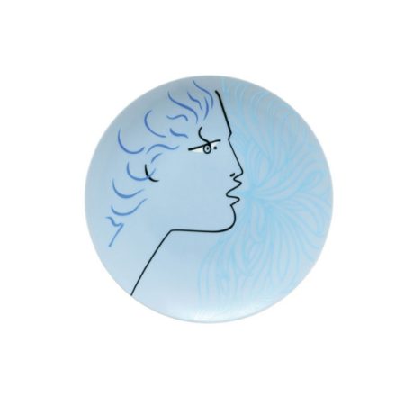 Assiette dessert Jean Cocteau bleu