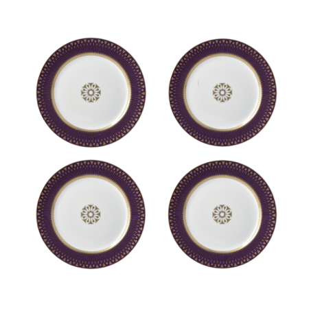 Coffret de 4 assiettes dessert Prune Soleil Levant