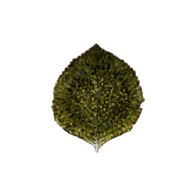 Petite assiette feuille Hortensia vert foret