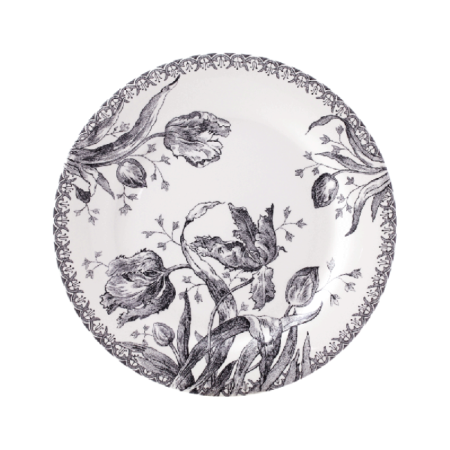 Assiette plate Tulipes noires
