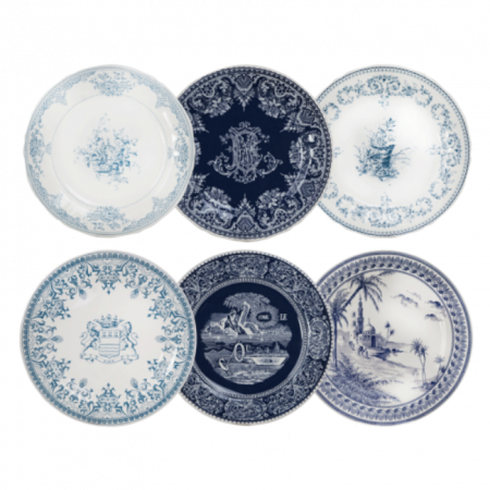 Coffret 6 assiettes dessert Les Dépareillées Bleu
