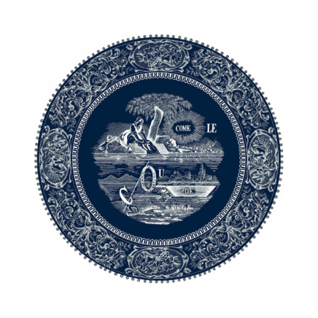 Assiette plate Rébus Les Dépareillées Bleu