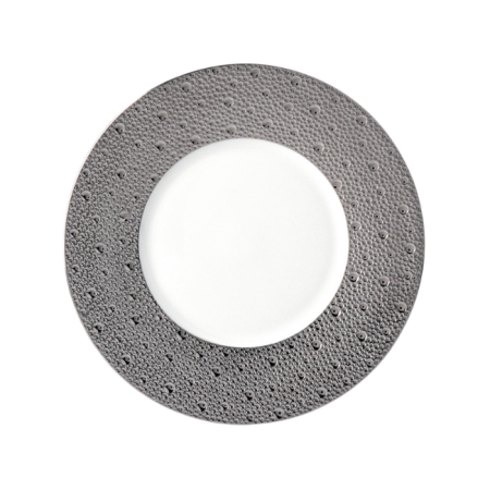 Assiette plate Écume Platine