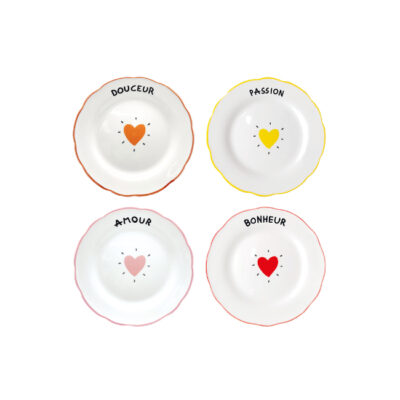Set de 4 assiettes dessert Amour Coeur