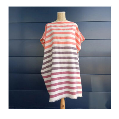Poncho de plage rayé