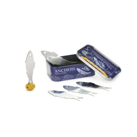 Boîte de 6 piques apéritifs Anchois en acier inoxydable