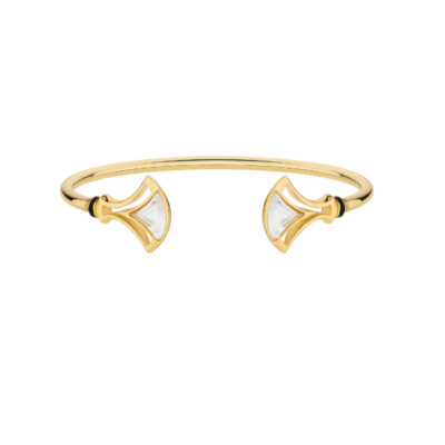 Bracelet Larcade flex en cristal incolore plaqué or jaune 18 carats