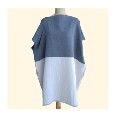 Poncho de plage  bicolore long