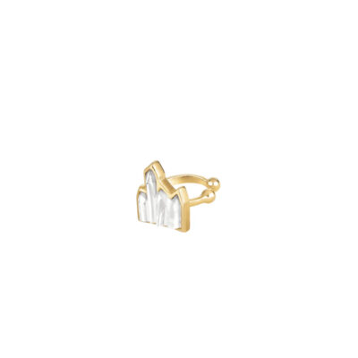 Bijou oreille Earcuff Terramineral en cristal incolore plaqué or jaune 18 carats