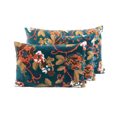 Coussin Kendall en velours de coton et broderies