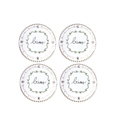 Set de 4 assiettes dessert Bisous